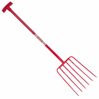6 Prong Manure Fork with T Handle - Red Gorilla - 116/T6/R