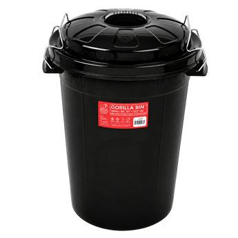 Gorilla Bin™ 30 Litre Storage Bin with Clip Lid | Heavy Duty Stackable Container - Red Gorilla - UK - RGBIN30.BK
