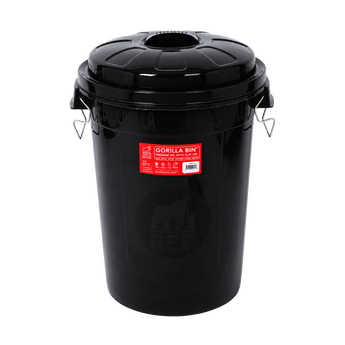Gorilla Bin™ 50 Litre Storage Bin with Clip Lid | Heavy Duty Stackable Container - Red Gorilla - UK - RGBIN50.BK